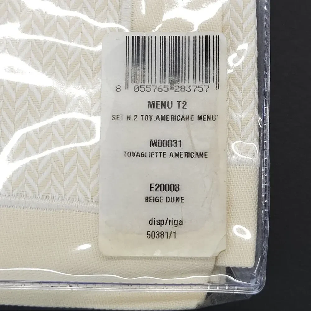 Vtg Italian Placemat Beige Jacquard Egyptian Cotton Luxury Minimalist 18x18 Set4